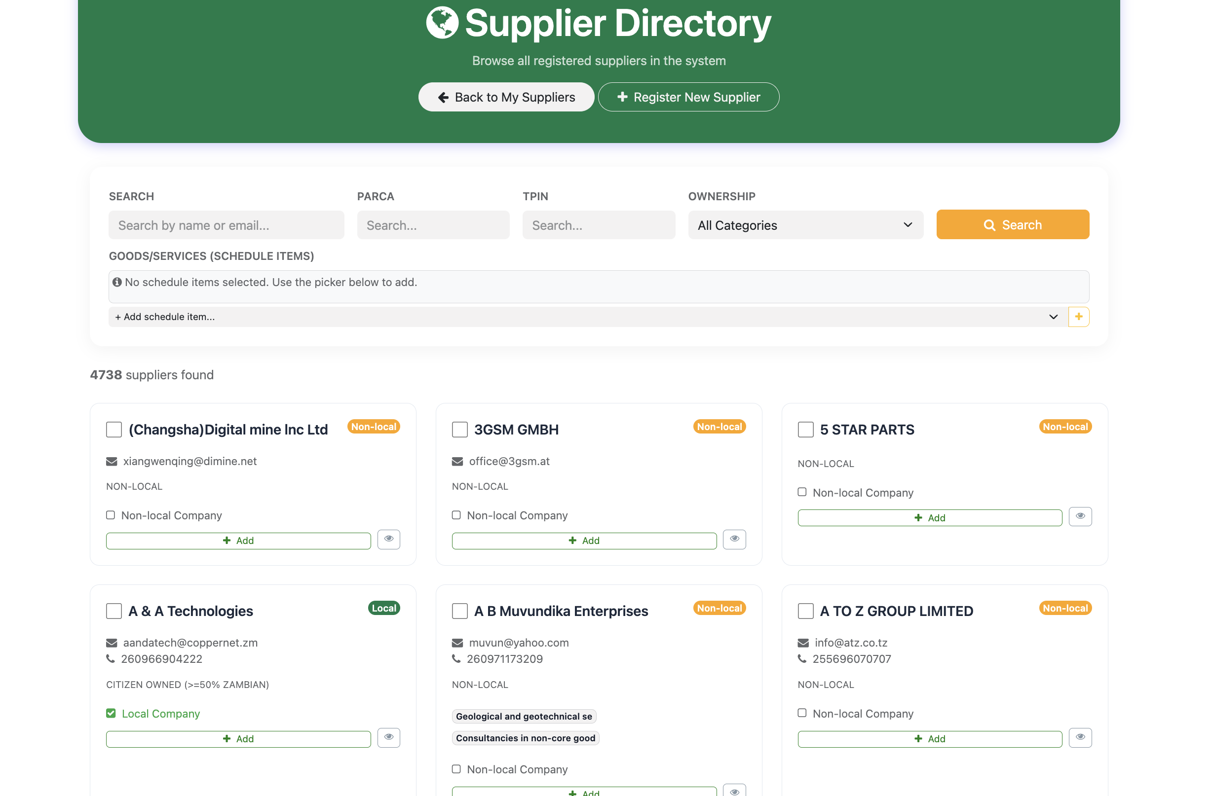 Supplier Directory
